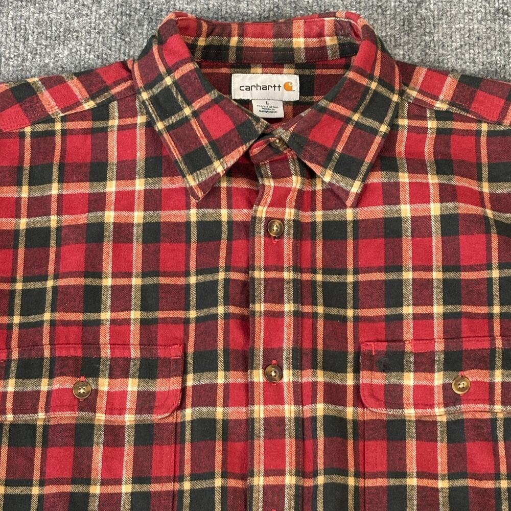 Carhartt Shirt Mens Size Large Plaid Flannel Button Down Work